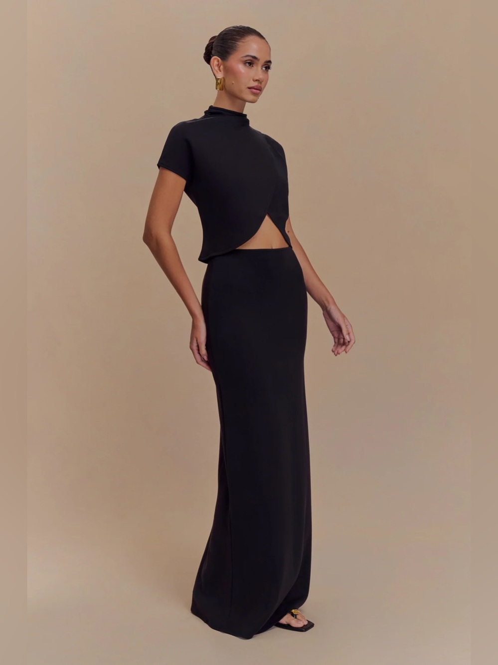 NWT Meshki scuba jersey maxi skirt in black